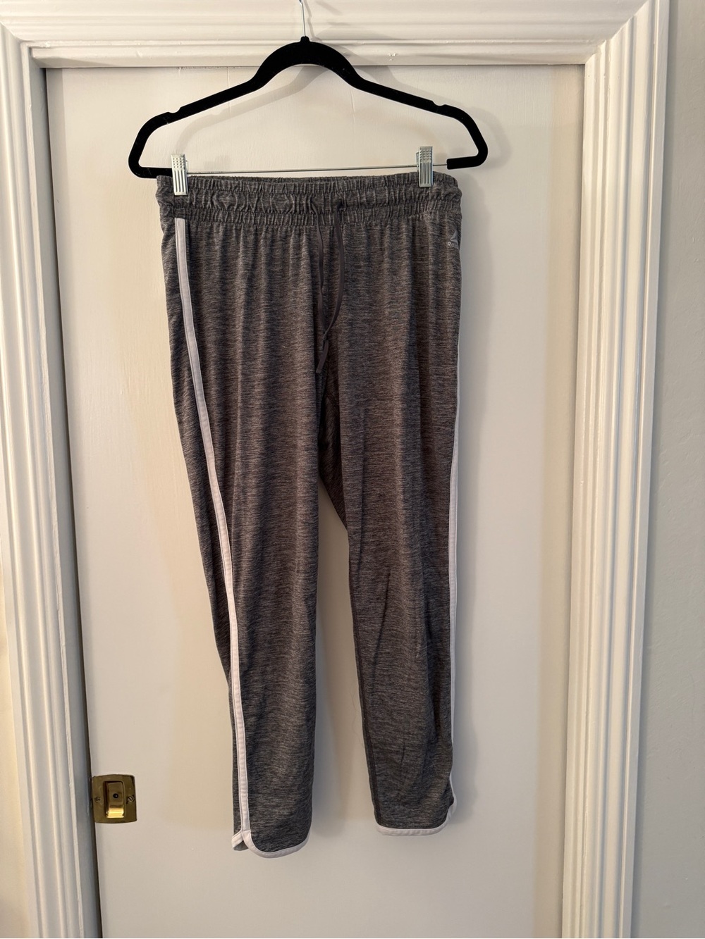 Reebok Heather Gray Joggers with White Side Stripe